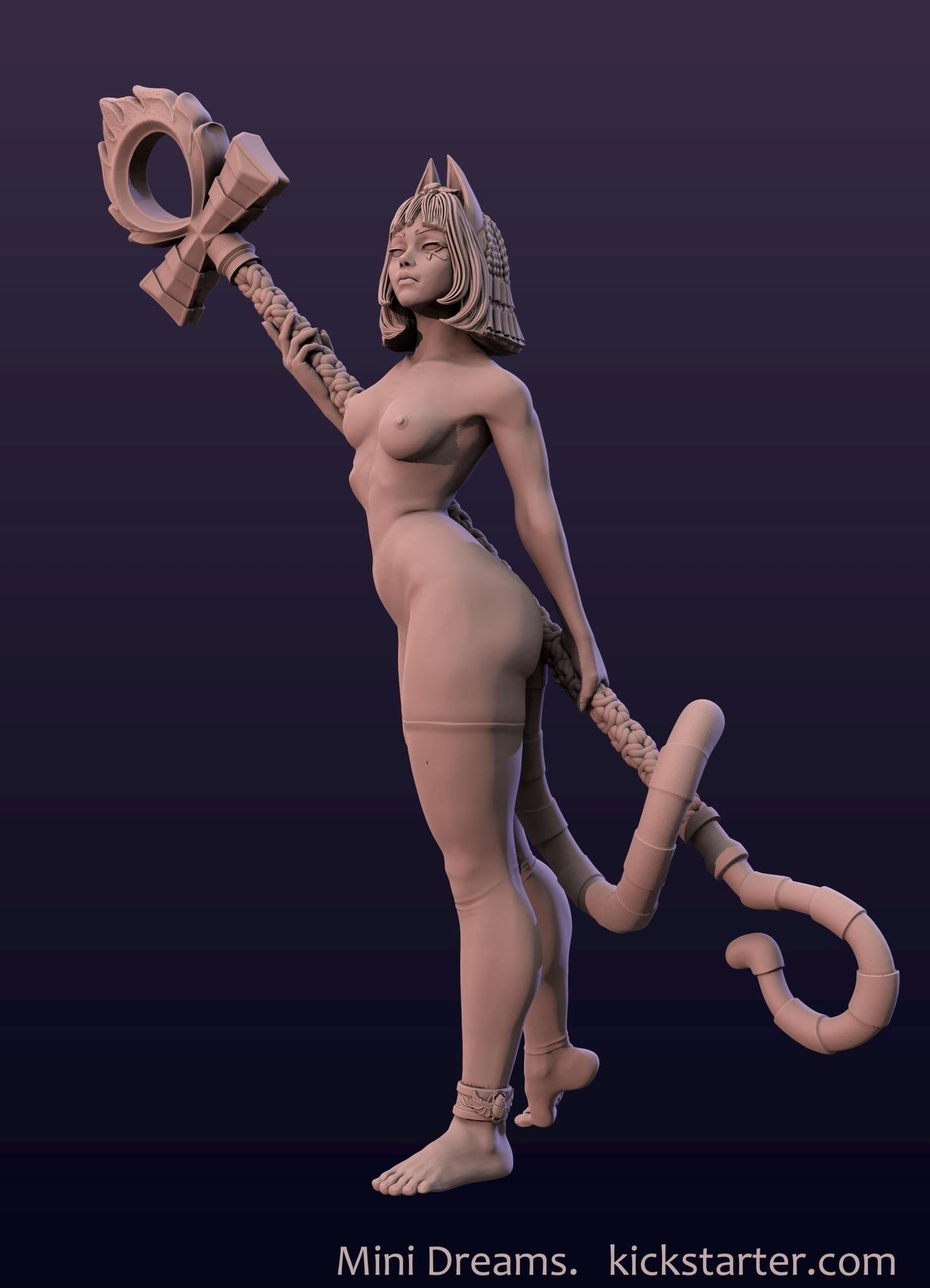 Ankhsu - Empowered Nude Staff Version 3D Printed Resin Miniature, 32mm, 54mm, 75mm - Ravenous Miniatures