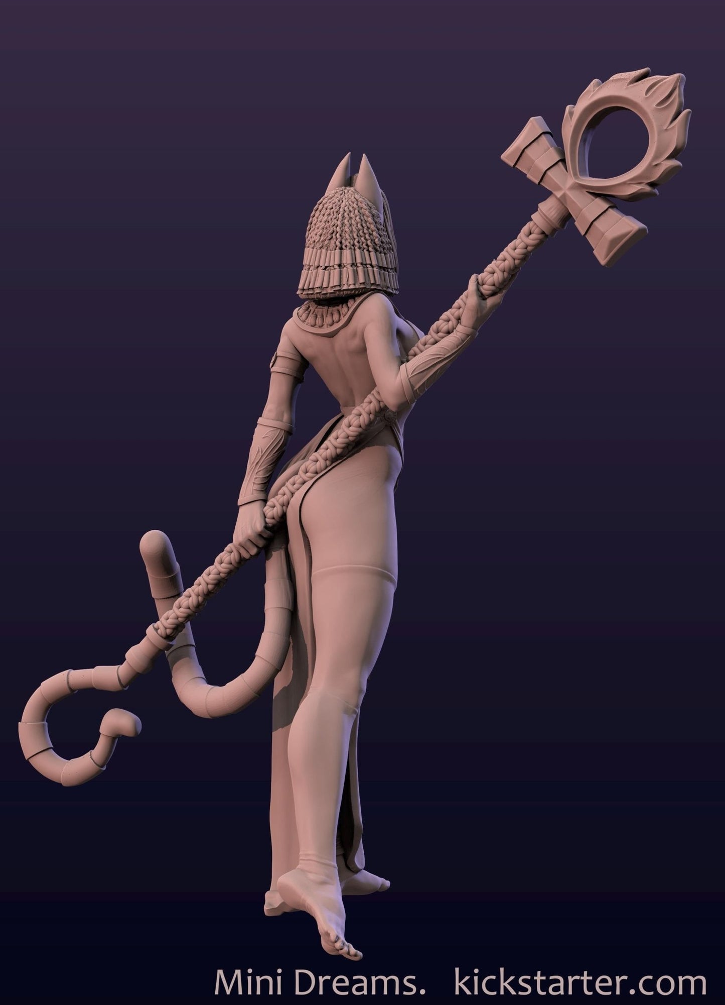 Ankhsu - Empowered Staff Version 3D Printed Resin Miniature, 32mm, 54mm, 75mm - Ravenous Miniatures