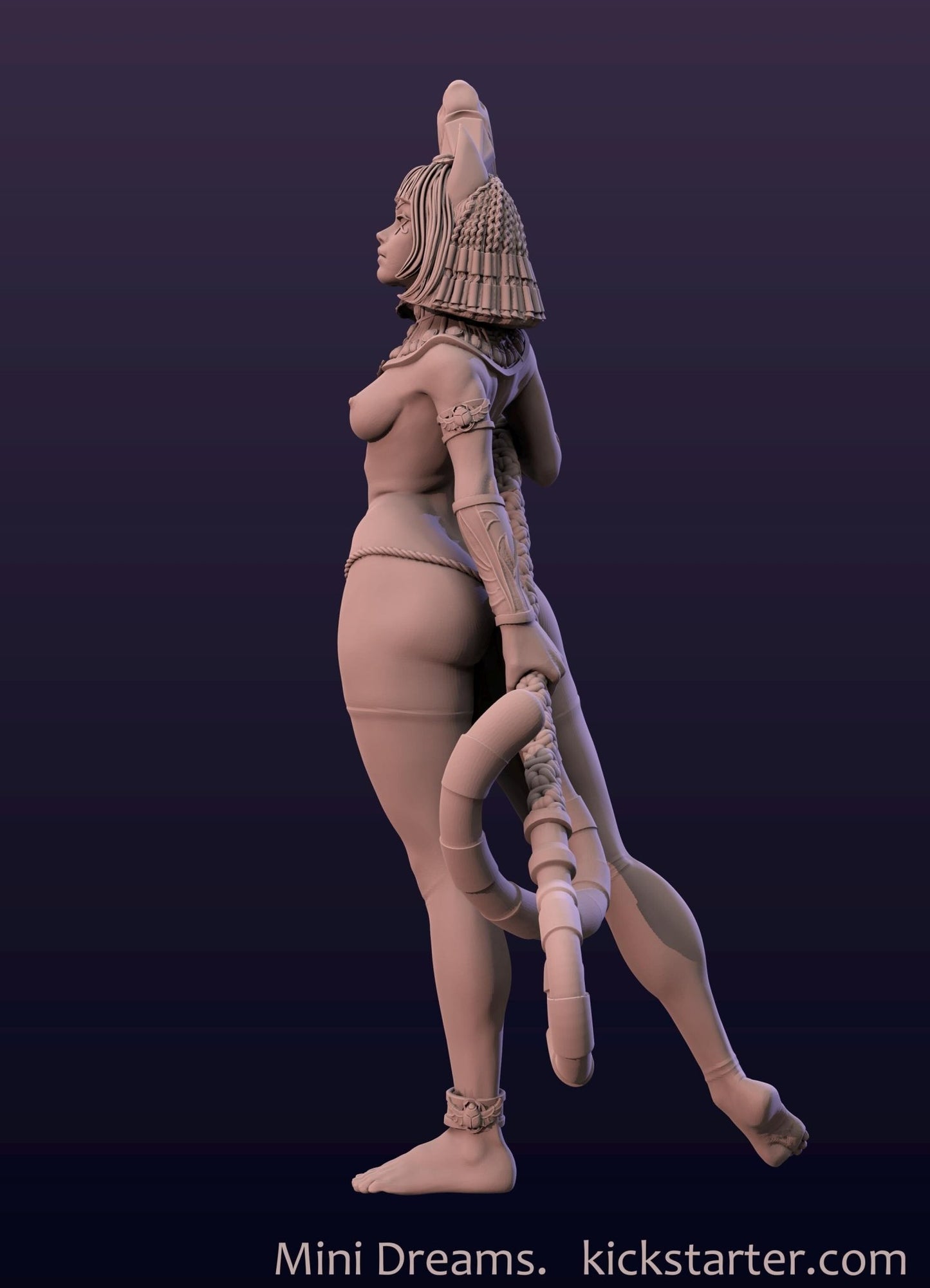 Ankhsu - Nude Staff Version 3D Printed Resin Miniature, 32mm, 54mm, 75mm - Ravenous Miniatures