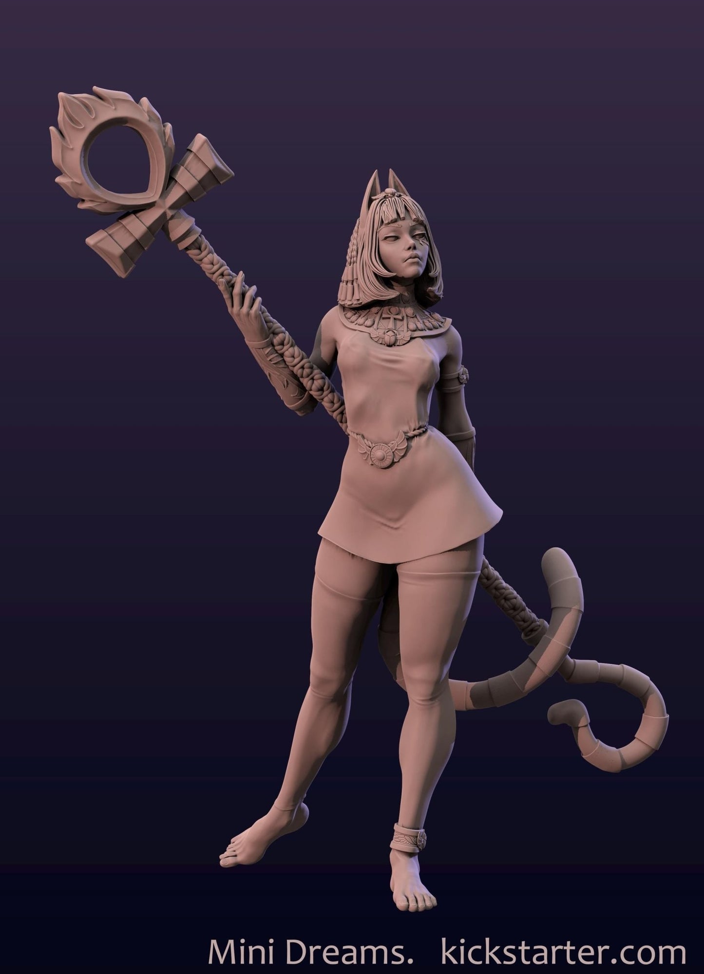 Ankhsu - Staff Version 3D Printed Resin Miniature, 32mm, 54mm, 75mm - Ravenous Miniatures