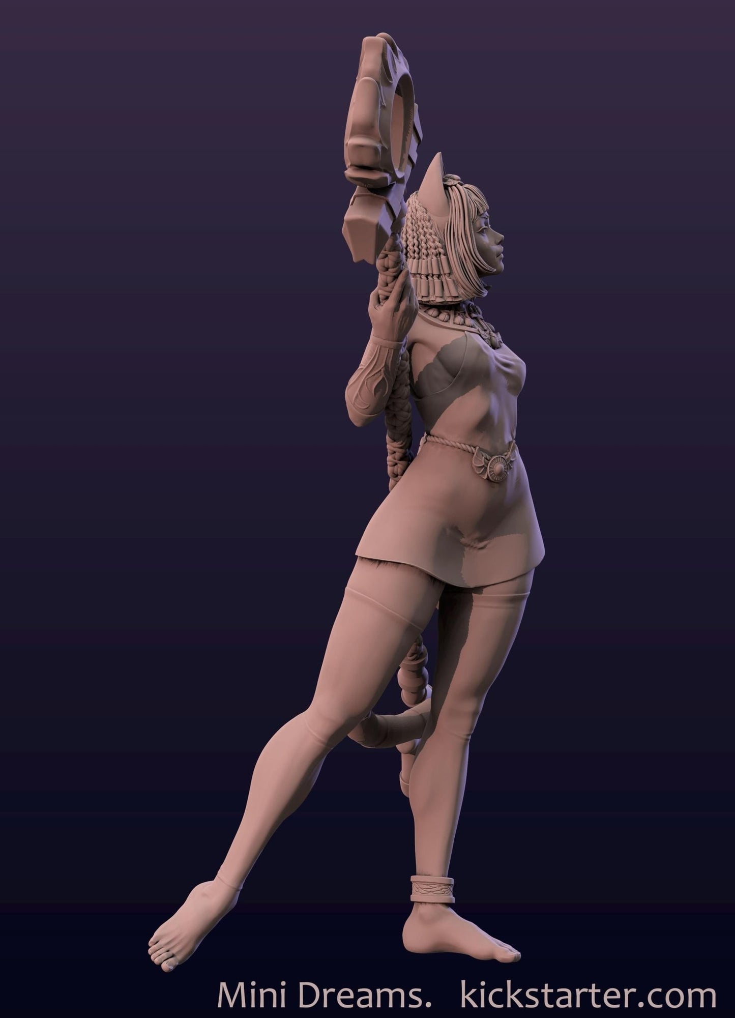 Ankhsu - Staff Version 3D Printed Resin Miniature, 32mm, 54mm, 75mm - Ravenous Miniatures