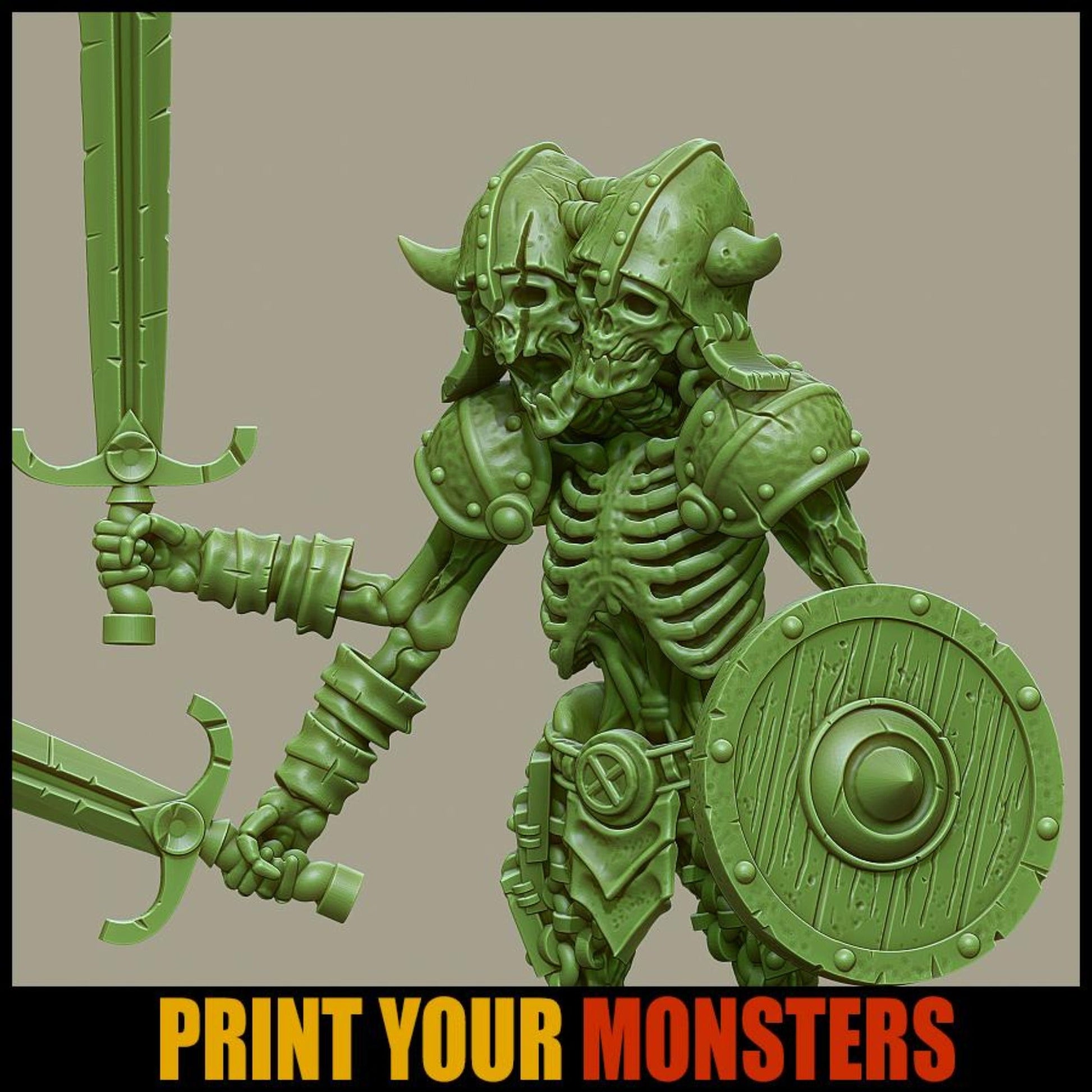 2headed-skeleton, Resin miniatures - Ravenous Miniatures