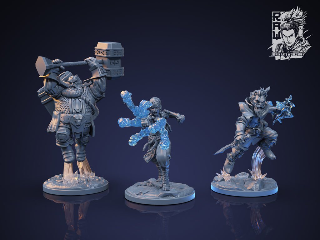 Adventure group Cleric,Monk,Arcane, Resin miniatures - Ravenous Miniatures