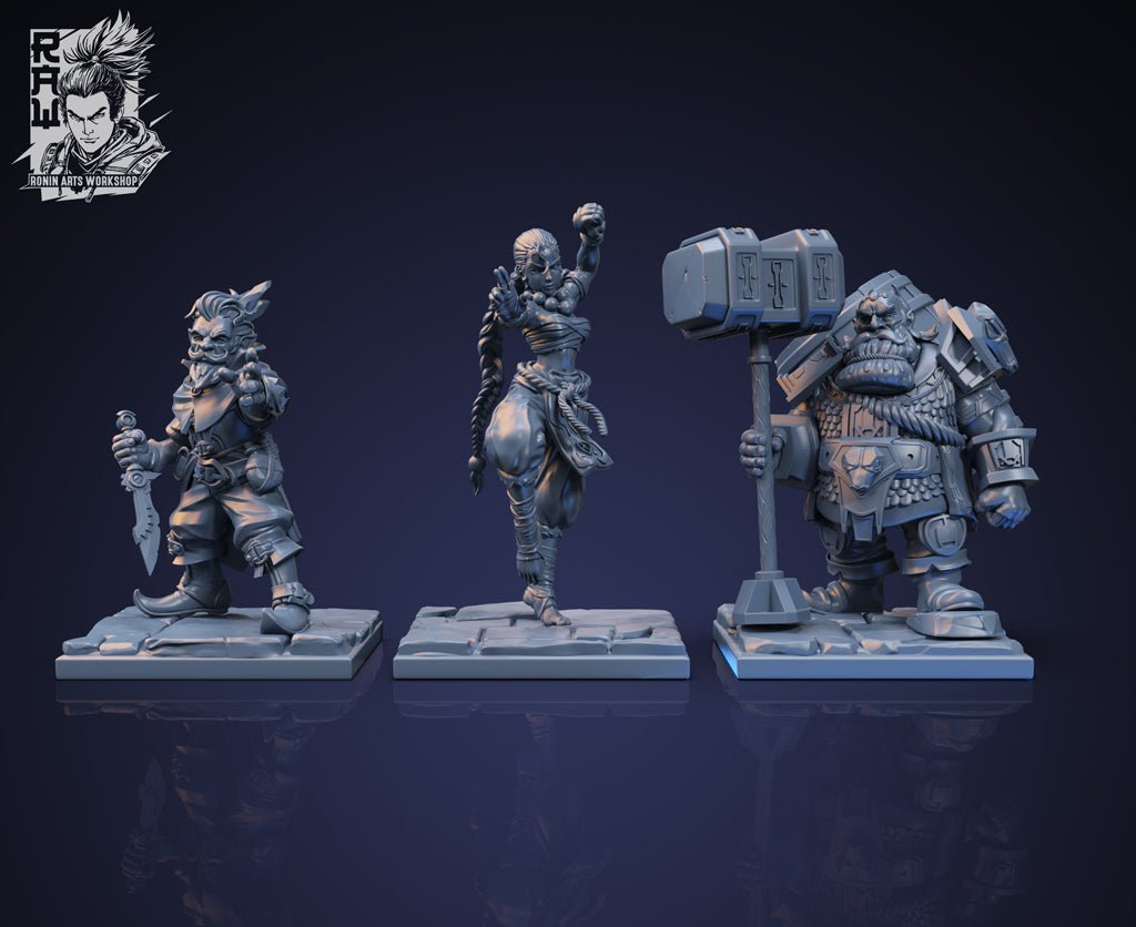 Adventure group Cleric,Monk,Arcane, Resin miniatures - Ravenous Miniatures