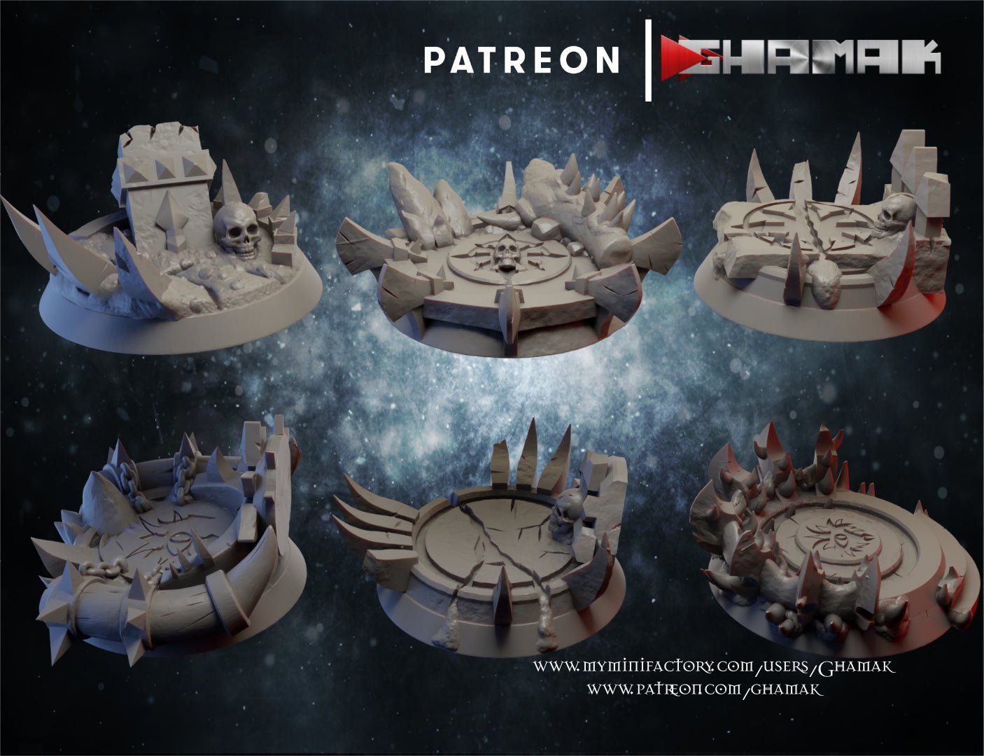 Chaos Bases, Resin miniatures 11:56 (28mm / 32mm) scale - Ravenous Miniatures