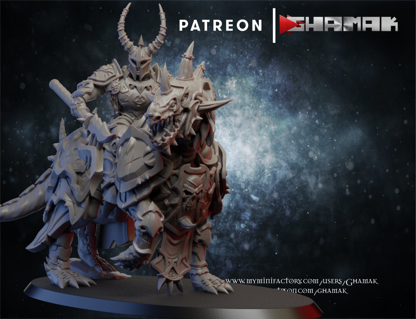 Chaos Dire Knights, Resin miniatures 11:56 (28mm / 32mm) scale - Ravenous Miniatures