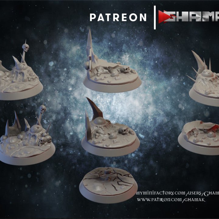 Chaos pestilence bases, Resin miniatures 11:56 (28mm / 32mm) scale - Ravenous Miniatures