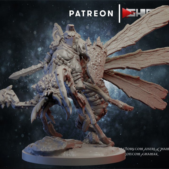 Chaos pestilence Fly riders, Resin miniatures 11:56 (28mm / 32mm) scale - Ravenous Miniatures