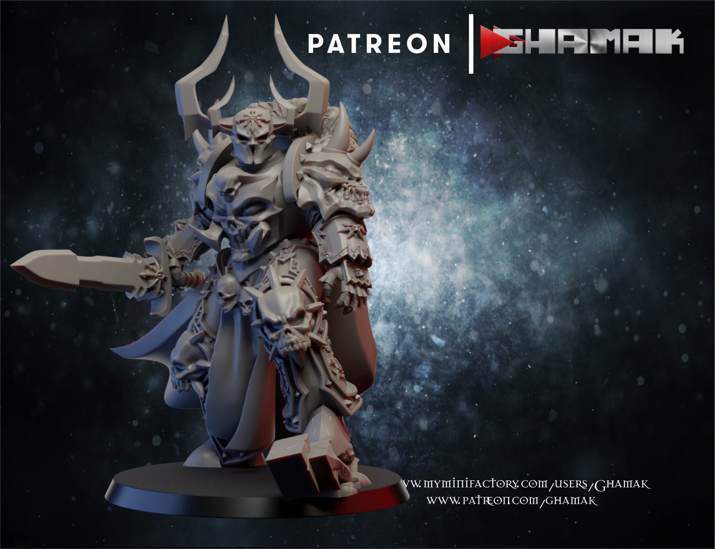 Chaos Warriors, Resin miniatures 11:56 (28mm / 32mm) scale - Ravenous Miniatures