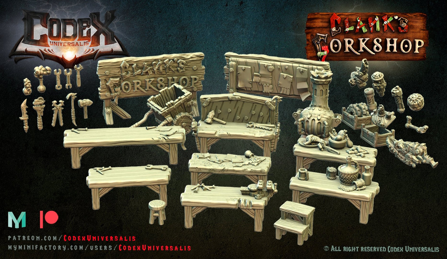 Clanks Gorkshop scatter terrain , Resin miniatures 11:56 (28mm / 32mm) scale - Ravenous Miniatures