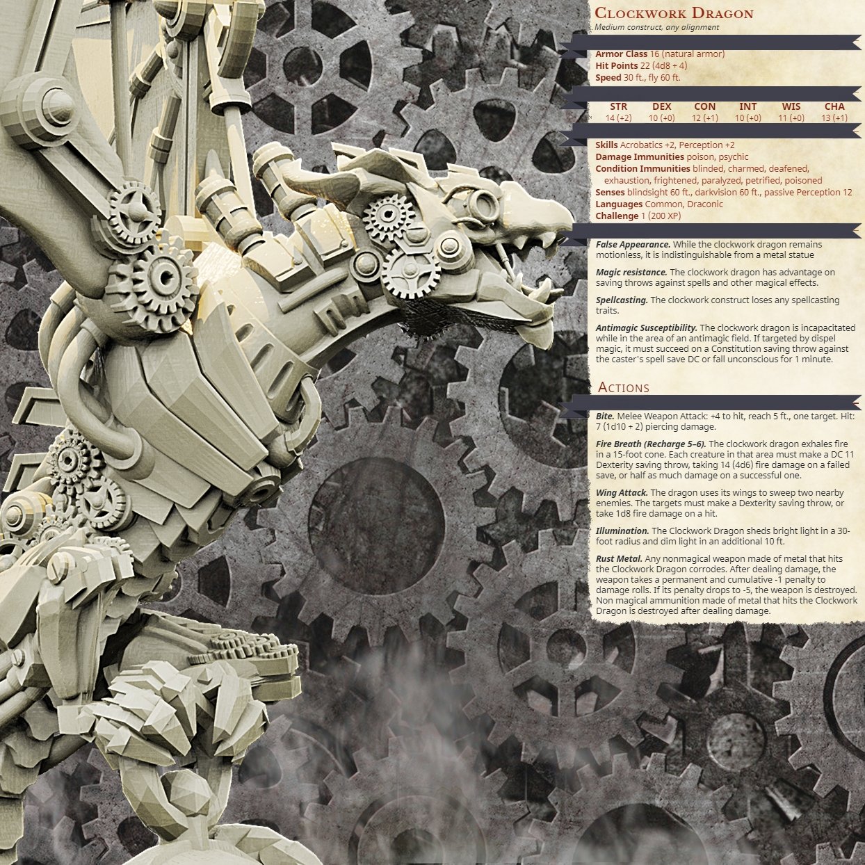 Clockwork_Dragon, Resin miniatures 11:56 (28mm / 34mm) scale - Ravenous Miniatures