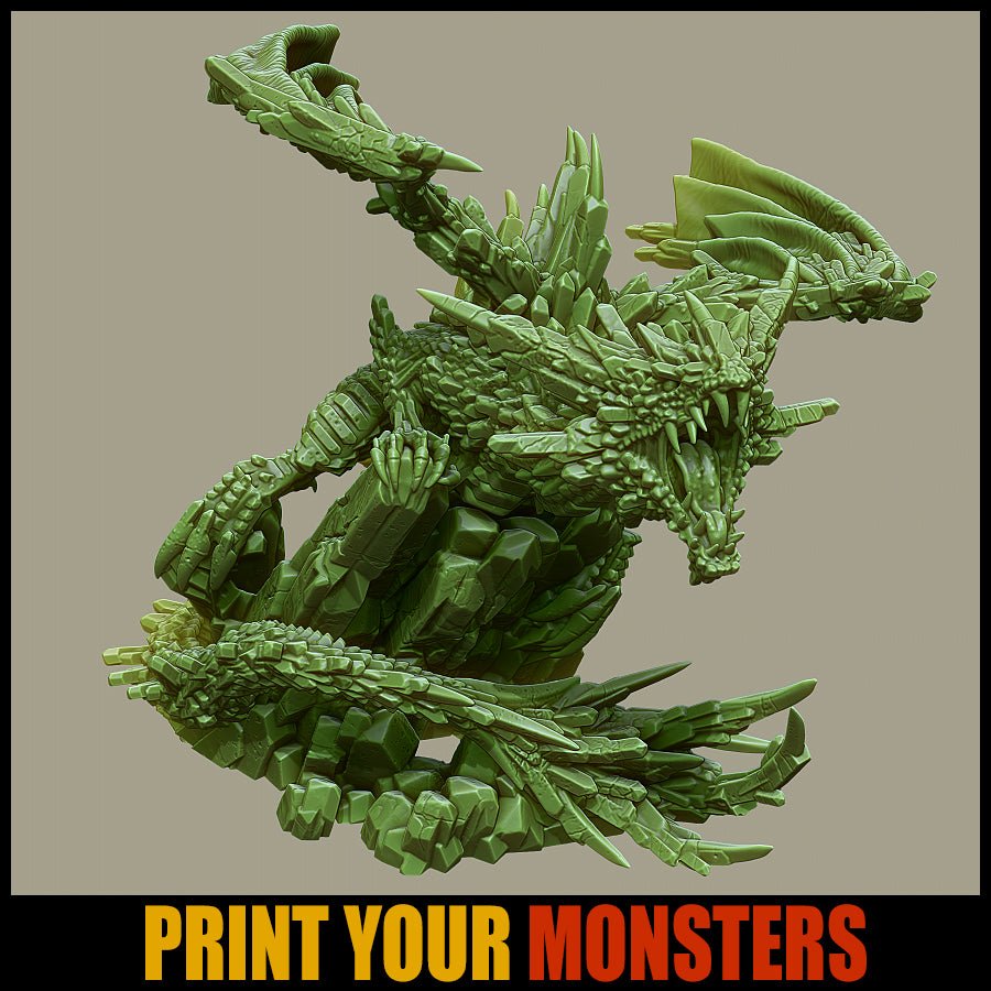 Crystal dragon (60mm), (28/32mm) resin miniatures for TTRPG and wargames - Ravenous Miniatures