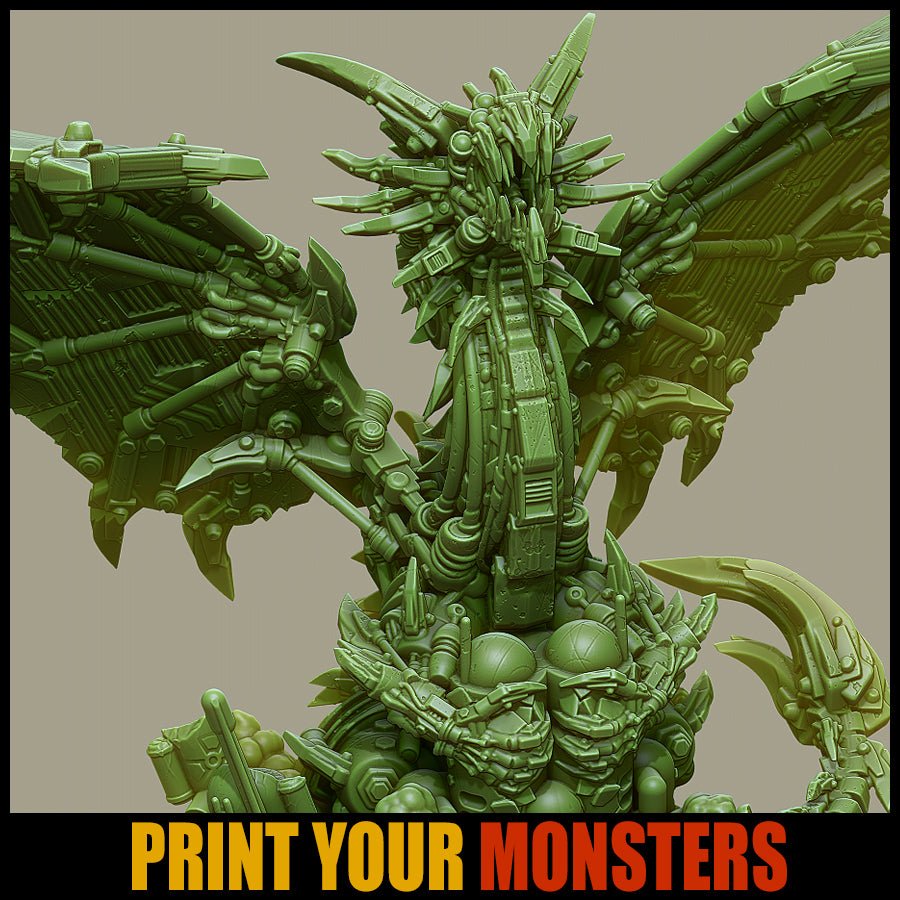 Cyber Dragon (60mm), (28/32mm) resin miniatures for TTRPG and wargames - Ravenous Miniatures