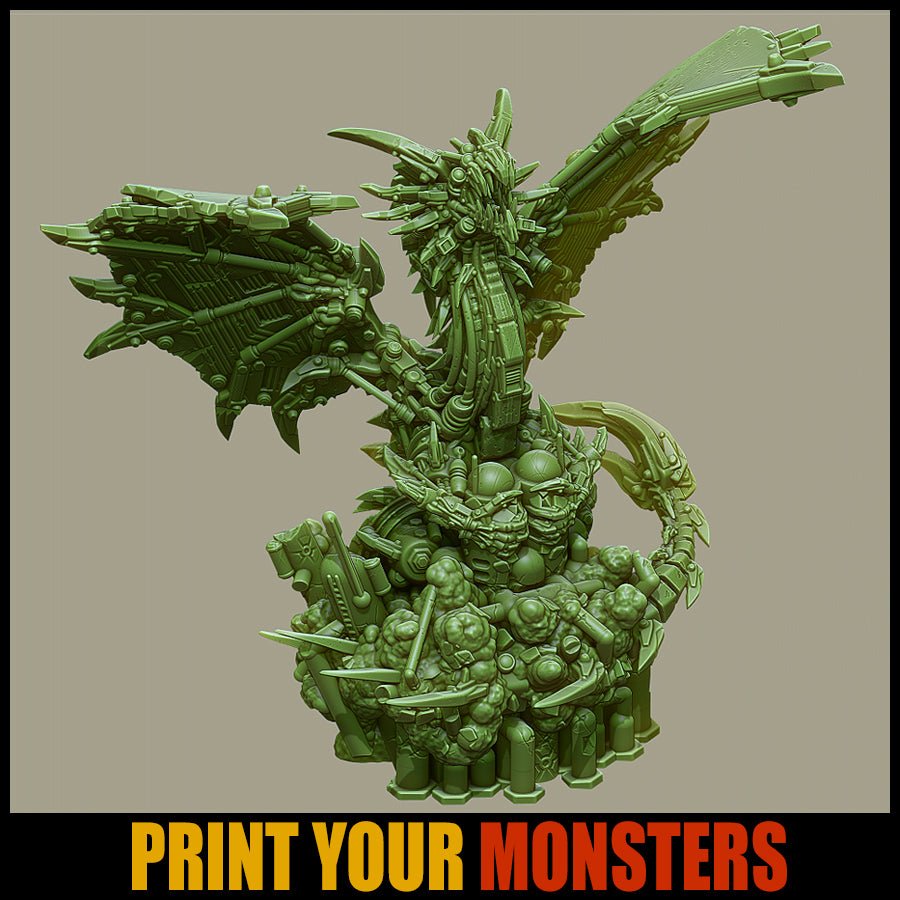 Cyber Dragon (60mm), (28/32mm) resin miniatures for TTRPG and wargames - Ravenous Miniatures