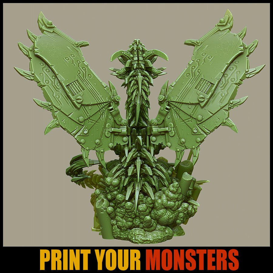 Cyber Dragon (60mm), (28/32mm) resin miniatures for TTRPG and wargames - Ravenous Miniatures