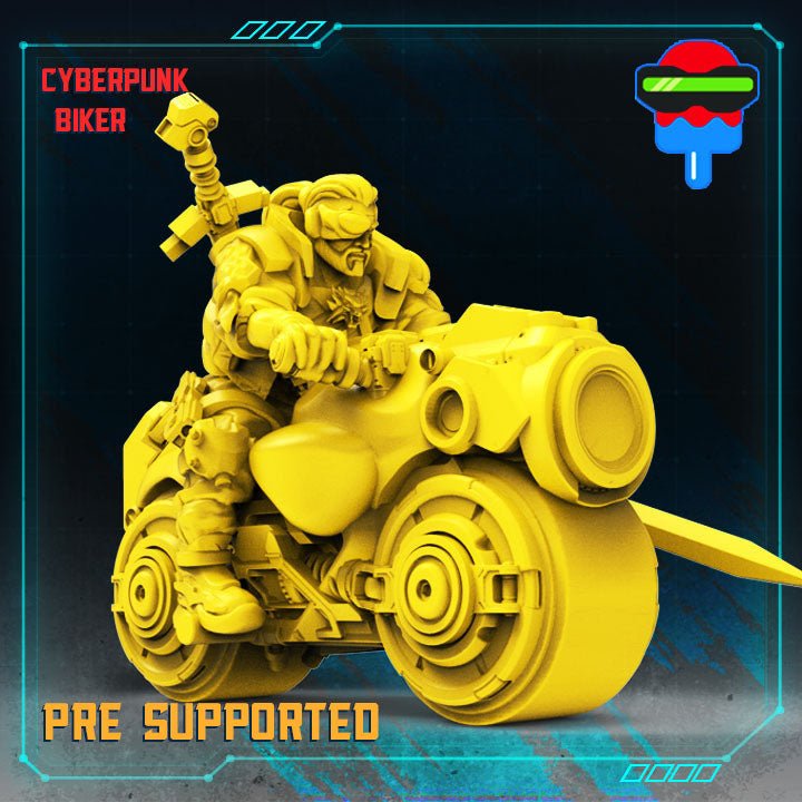 Cyberpunk Biker Geralt, 32mm Scale 3d Printed Resin Miniatures - Ravenous Miniatures