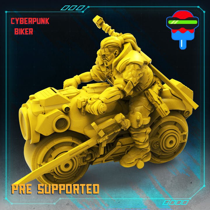 Cyberpunk Biker Geralt, 32mm Scale 3d Printed Resin Miniatures - Ravenous Miniatures