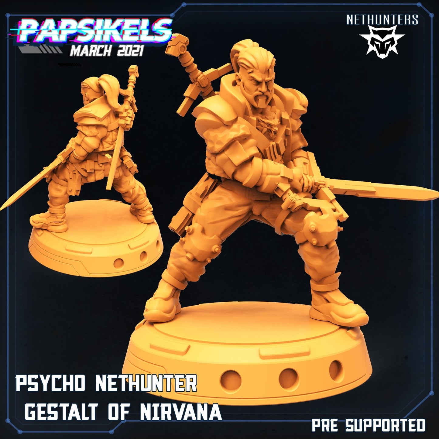 Cyberpunk Geralt, 32mm Scale 3d Printed Resin Miniatures - Ravenous Miniatures