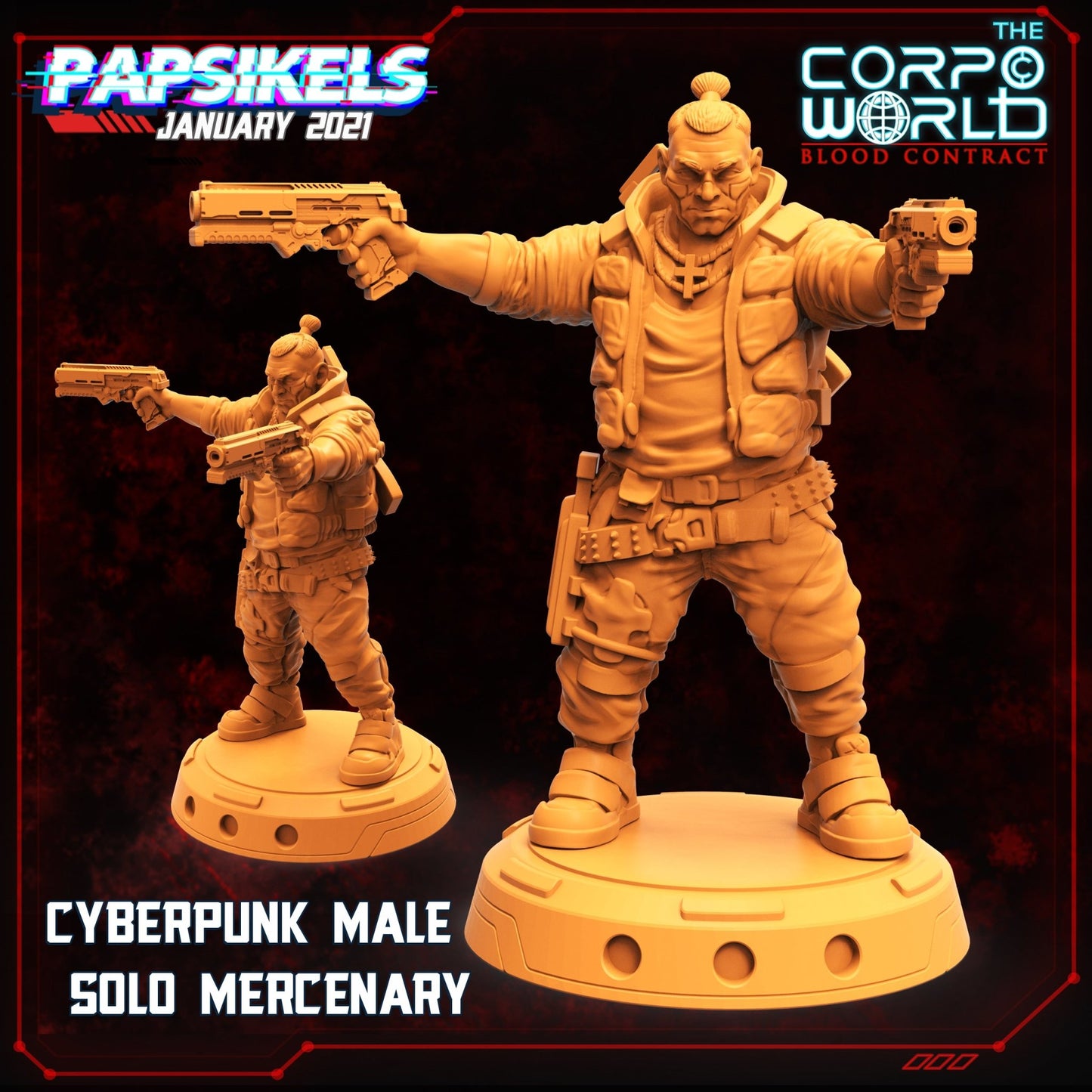 Cyberpunk Merc, 32mm Scale 3d Printed Resin Miniatures - Ravenous Miniatures