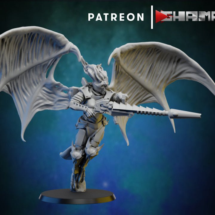Dark Elda Bat Harpy, Resin miniatures 11:56 (28mm / 32mm) scale - Ravenous Miniatures