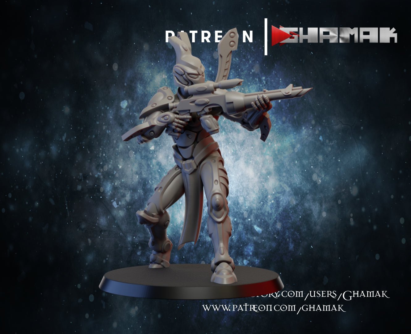 Dark Elda Guardian, Resin miniatures 11:56 (28mm / 32mm) scale - Ravenous Miniatures
