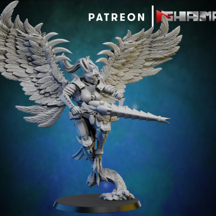 Dark Elda Hawk Harpy, Resin miniatures 11:56 (28mm / 32mm) scale - Ravenous Miniatures