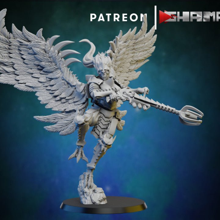 Dark Elda Hawk Harpy, Resin miniatures 11:56 (28mm / 32mm) scale - Ravenous Miniatures