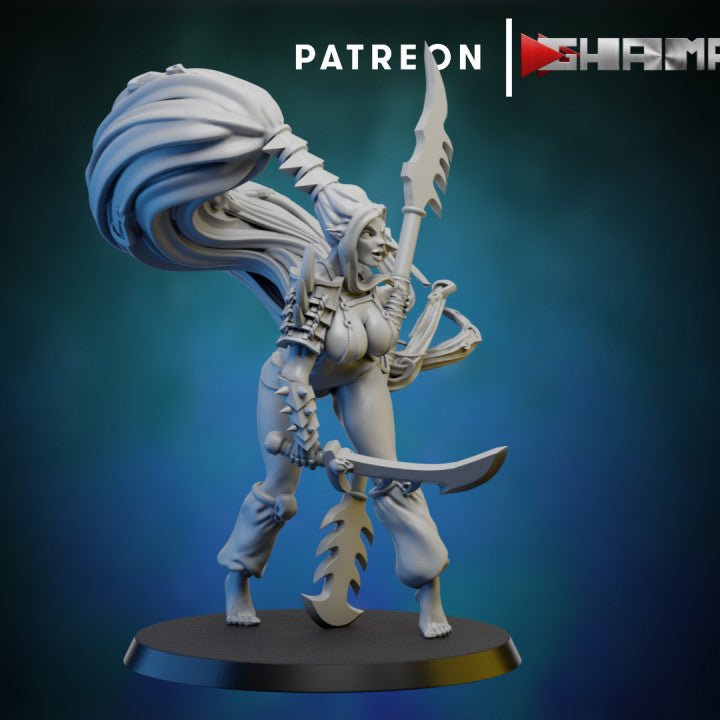 Dark Elda pin-up, Resin miniatures 11:56 (28mm / 32mm) scale - Ravenous Miniatures