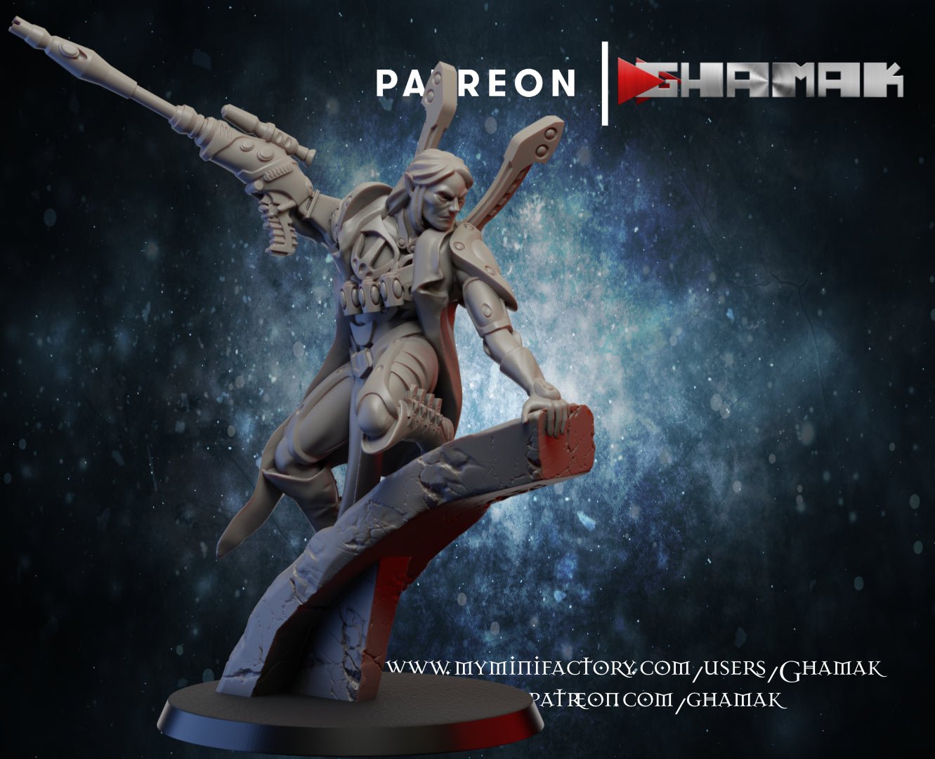 Dark Elda Scout, Resin miniatures 11:56 (28mm / 32mm) scale - Ravenous Miniatures