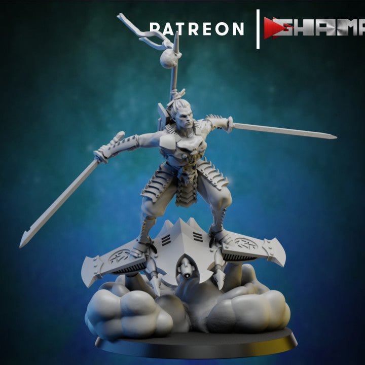 Dark Elda Skater, Resin miniatures 11:56 (28mm / 32mm) scale - Ravenous Miniatures