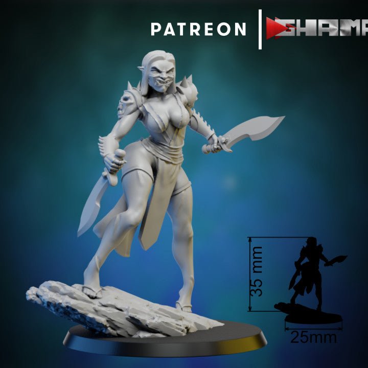 Dark Elda Witch, Resin miniatures 11:56 (28mm / 32mm) scale - Ravenous Miniatures