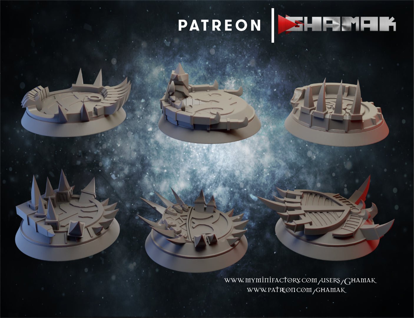 Dark elf Bases, Resin miniatures 11:56 (28mm / 32mm) scale - Ravenous Miniatures