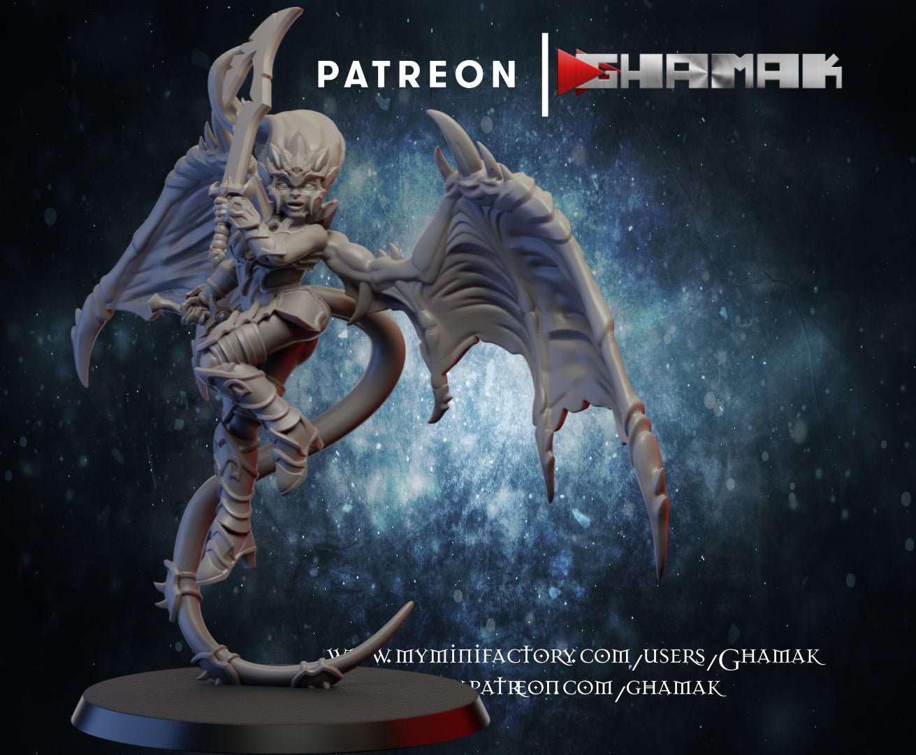 Dark elf Harpys, Resin miniatures 11:56 (28mm / 32mm) scale - Ravenous Miniatures