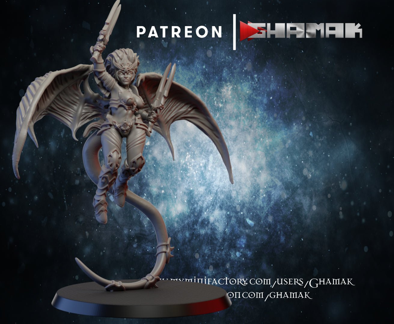 Dark elf Harpys, Resin miniatures 11:56 (28mm / 32mm) scale - Ravenous Miniatures