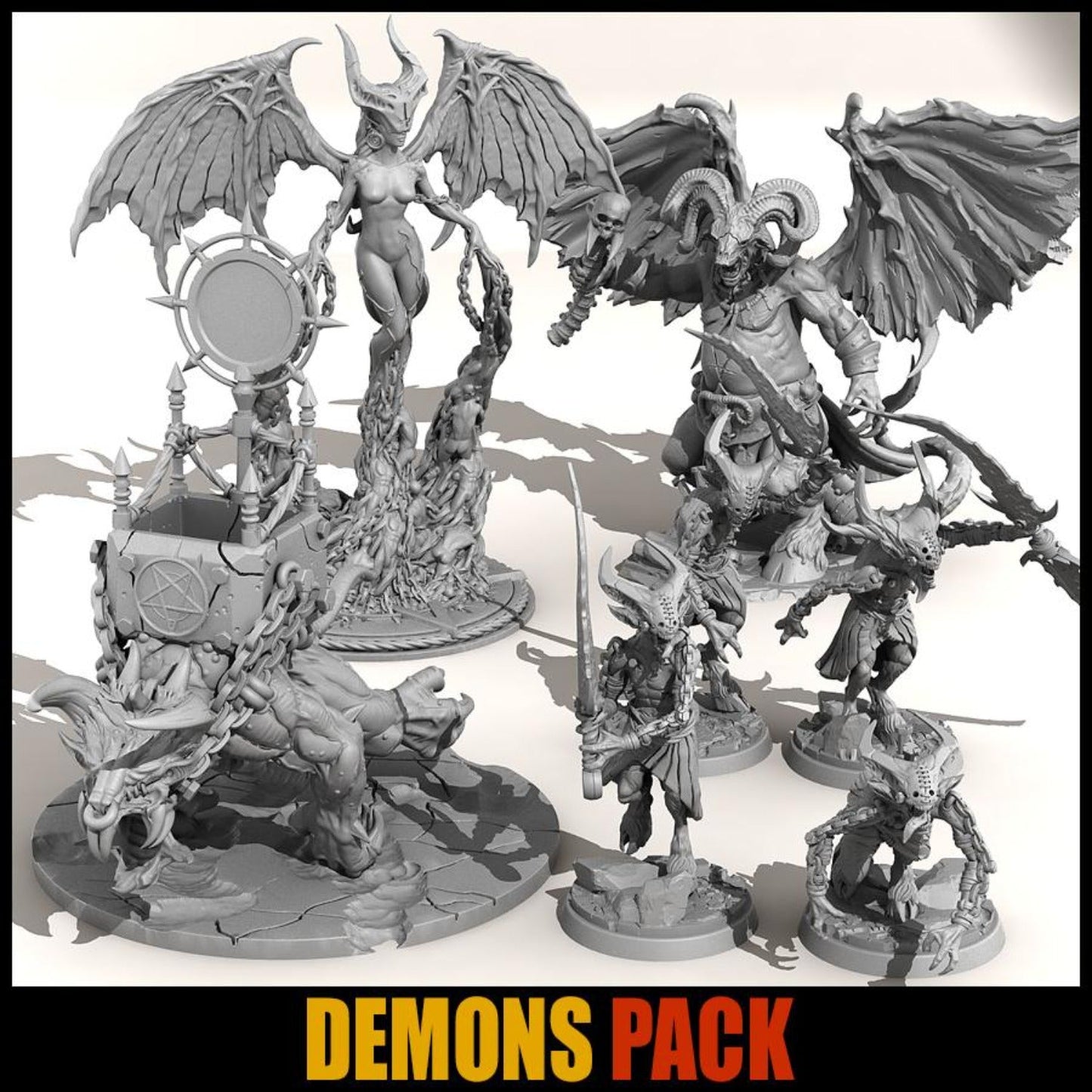 Demon pack (28-50mm), (28/32mm) resin miniatures for TTRPG and wargames - Ravenous Miniatures