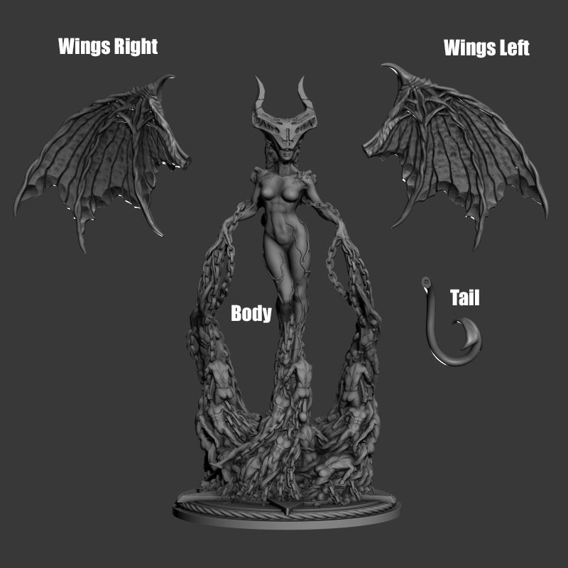 Demon Queen (50mm), (28/32mm) resin miniatures for TTRPG, wargames and painting - Ravenous Miniatures