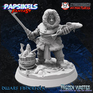 Dwarf fisher, 32mm Scale 3d Printed Resin Miniatures - Ravenous Miniatures