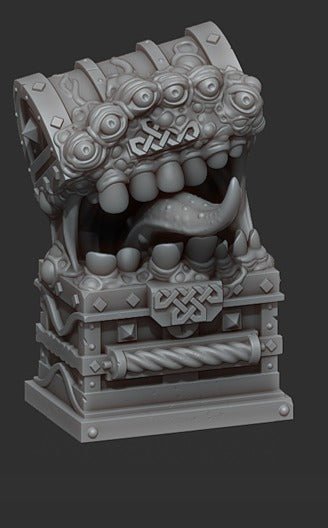 Dwarven Chest Mimic, 28/32mm resin miniatures for TTRPG and wargames - Ravenous Miniatures