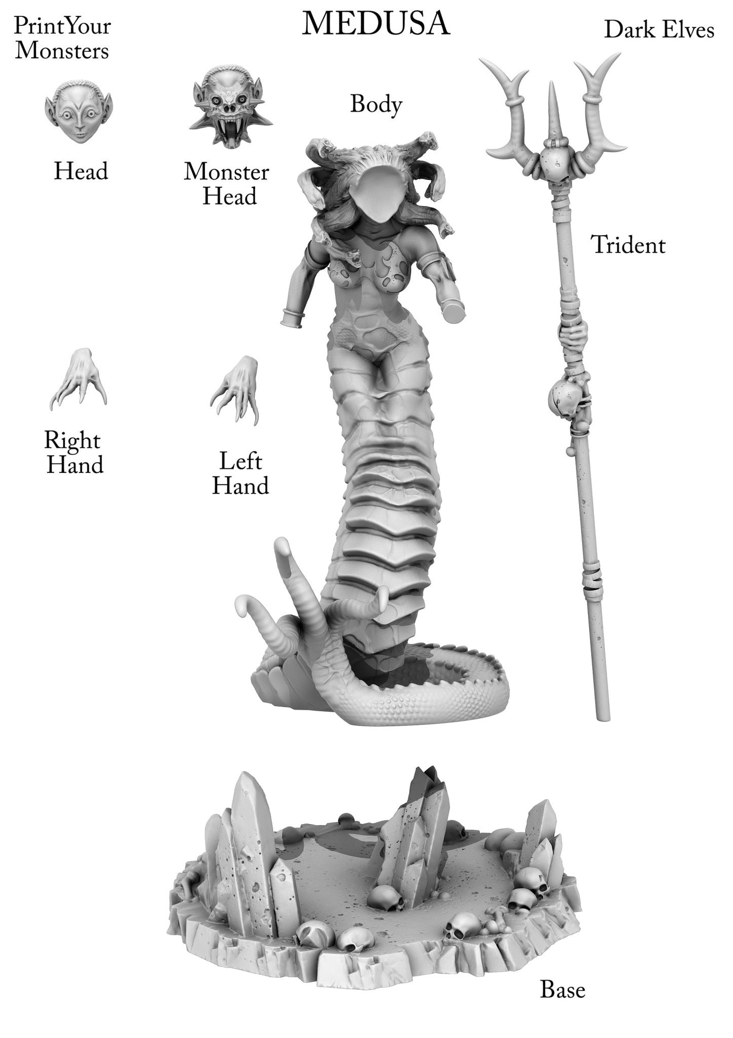 Giant Medusa, resin miniatures for TTRPG and wargames - Ravenous Miniatures