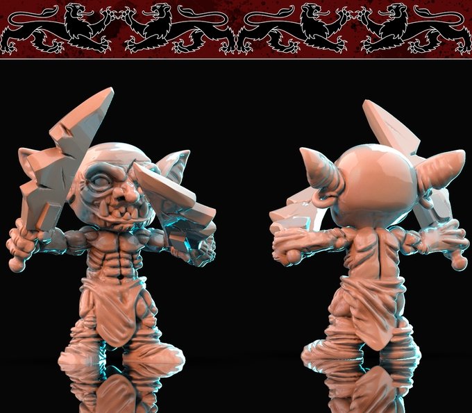 Goblins (quantity 4) , Resin miniatures 11:56 (28mm / 32mm) scale - Ravenous Miniatures