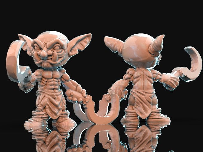 Goblins (quantity 4) , Resin miniatures 11:56 (28mm / 32mm) scale - Ravenous Miniatures