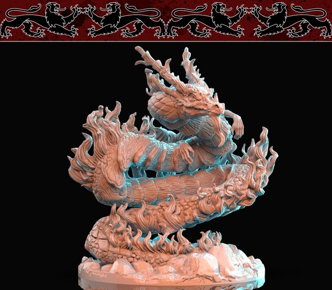 Gold dragon, Resin miniatures 11:56 (28mm / 32mm) scale - Ravenous Miniatures