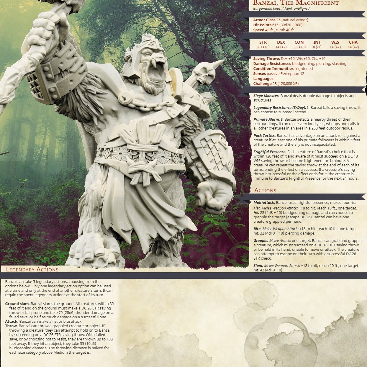 Gorilla King, Resin miniatures 11:56 (28mm / 34mm) scale - Ravenous Miniatures