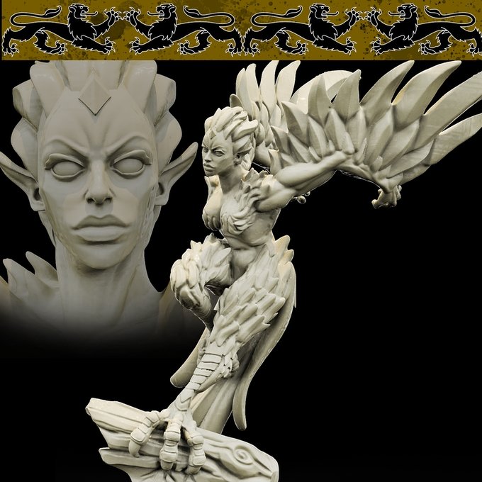 Harpy, Resin miniatures 11:56 (28mm / 34mm) scale - Ravenous Miniatures