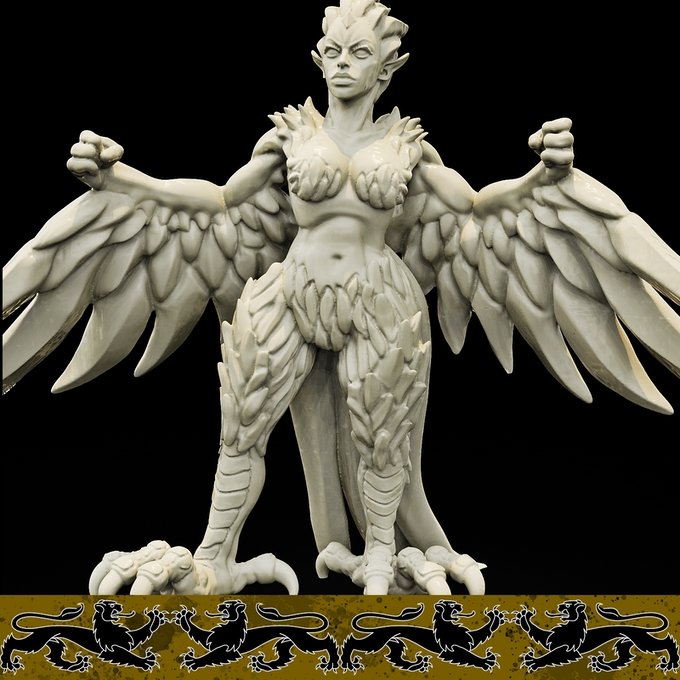 Harpy, Resin miniatures 11:56 (28mm / 34mm) scale - Ravenous Miniatures