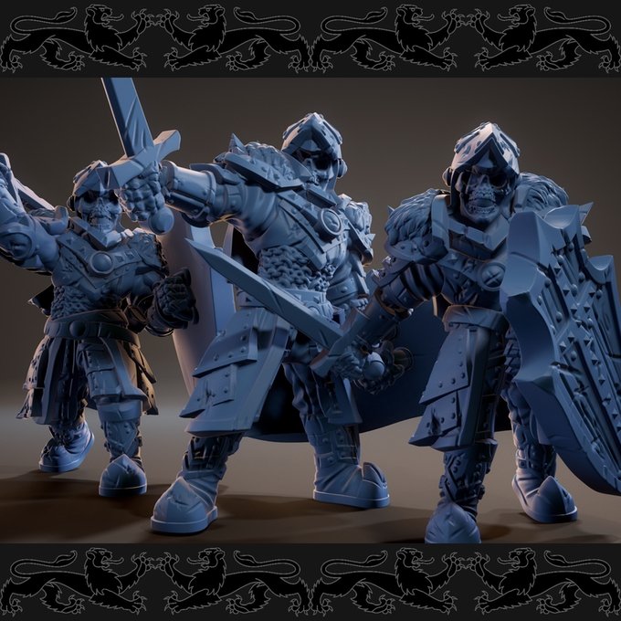 Heavy armored skeletons X3 , Resin Miniatures by Brayan Naffarate - Ravenous Miniatures