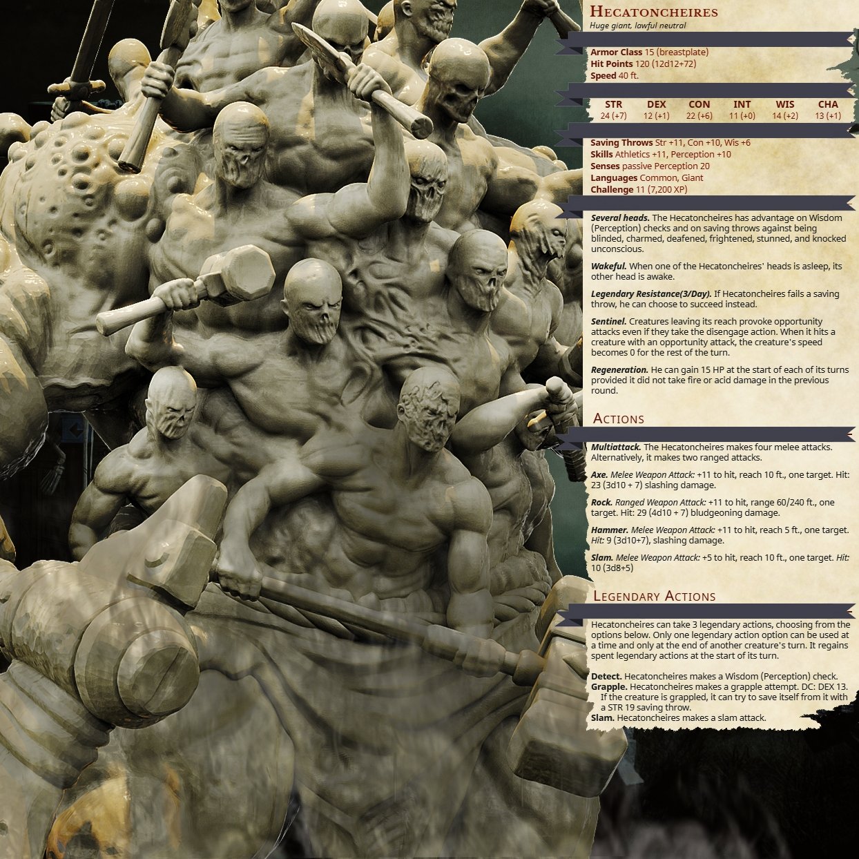 Hecatoncheires, Resin miniatures 11:56 (28mm / 34mm) scale - Ravenous Miniatures