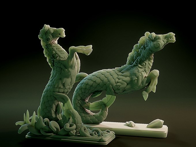 Hippocampus, Resin miniatures 11:56 (28mm / 34mm) scale - Ravenous Miniatures