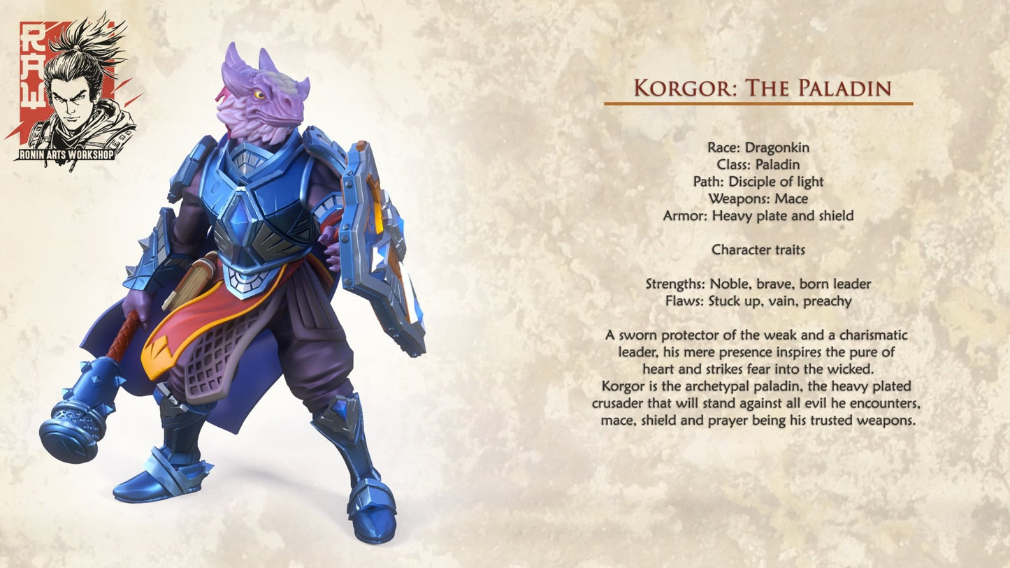 Korgor the Paladin , 3d Printed resin miniatures by RAW - Ravenous Miniatures