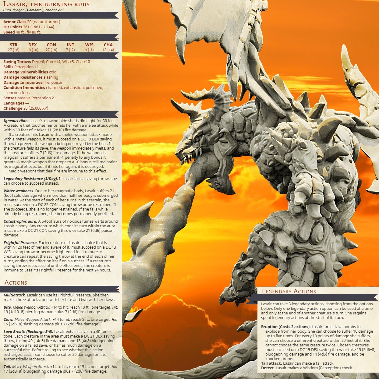 Lasair(LavaDragon), Resin miniatures 11:56 (28mm / 34mm) scale - Ravenous Miniatures